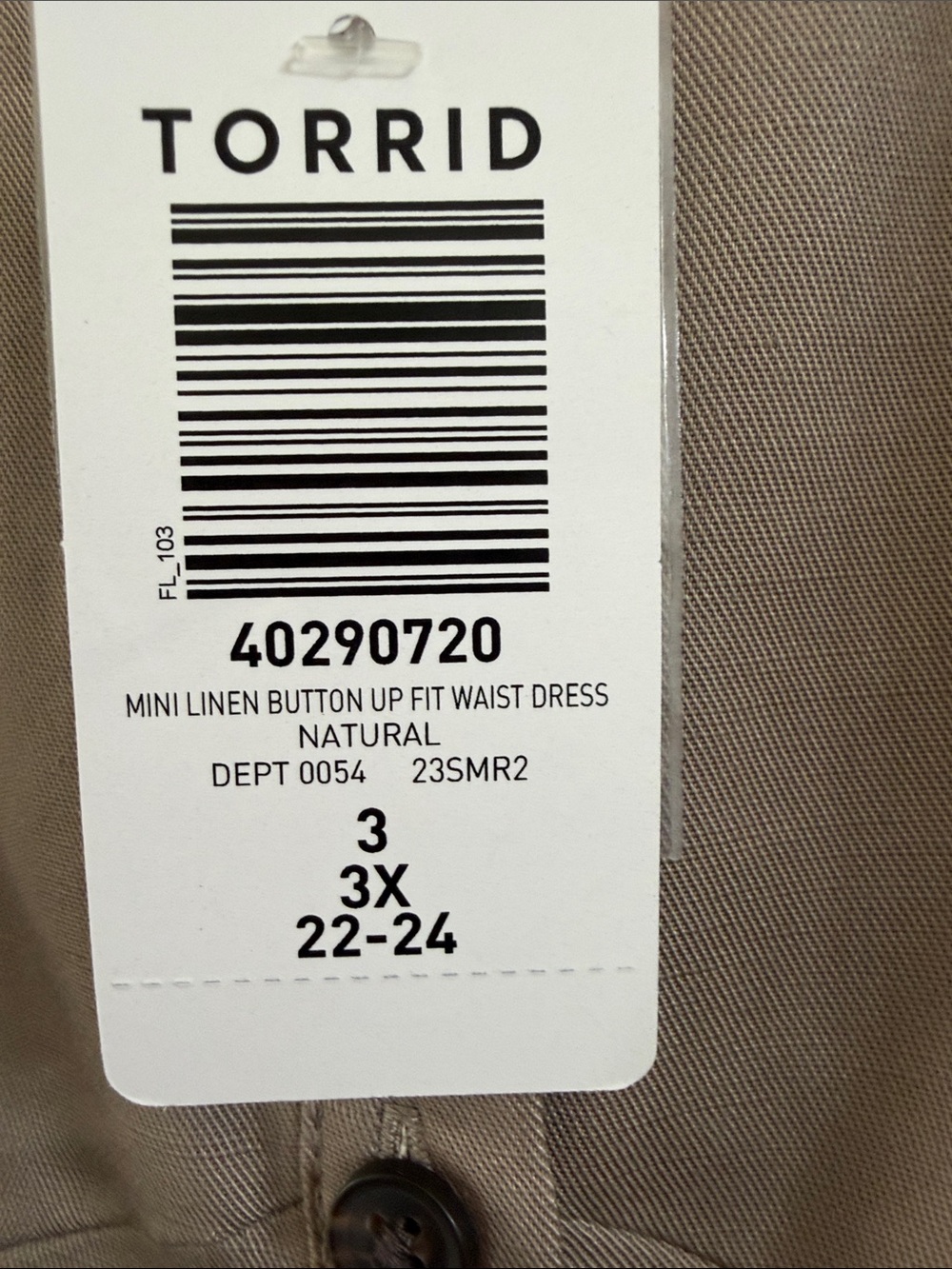 Torrid Natural Beige Mini Linen Button-Up Dress - Picture 2 of 3